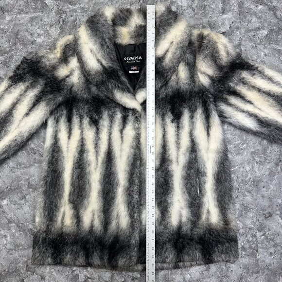 Vintage Olympia Limited Inc Womens Gray Black Faux Fur Coat Size L Made In USA - Picture 6 of 7